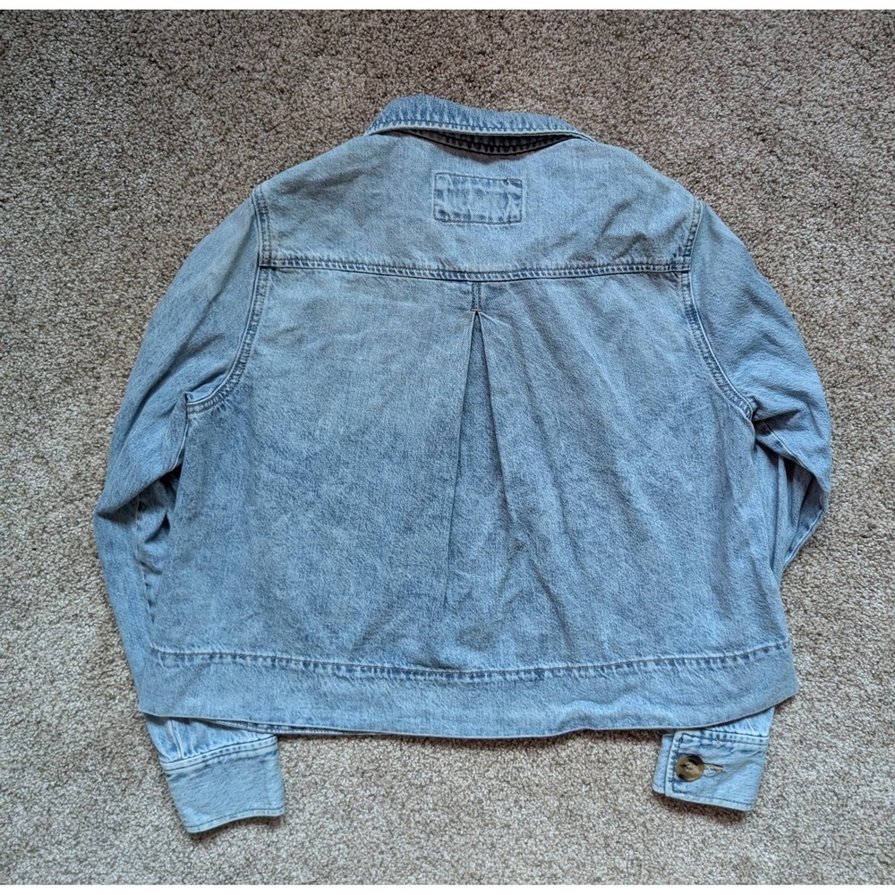 NWOT Loft Womens Sz S Lightweight Denim Jacket Oversized Crop Classic Preppy - Picture 4 of 8